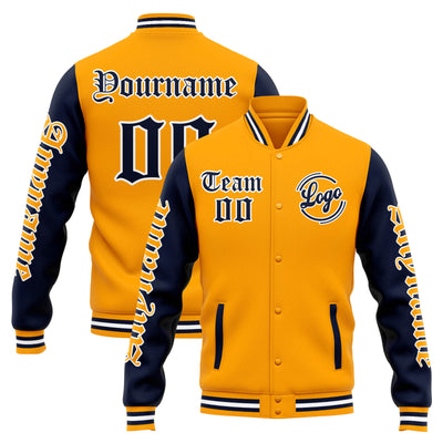 Custom Varsity Jacket Letterman jacket for Men, Women and Youth Orange Navy enthsush