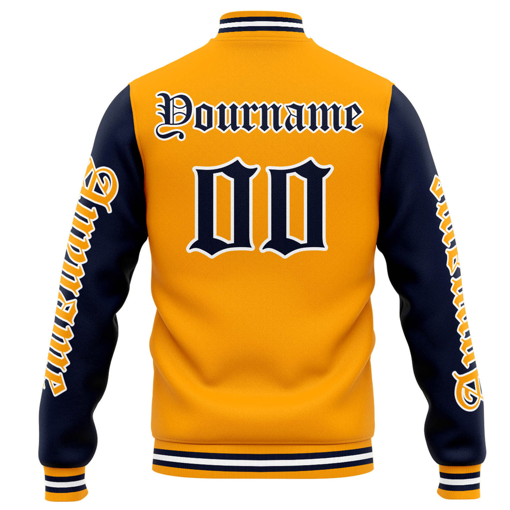 Custom Varsity Jacket Letterman jacket for Men, Women and Youth Orange Navy enthsush