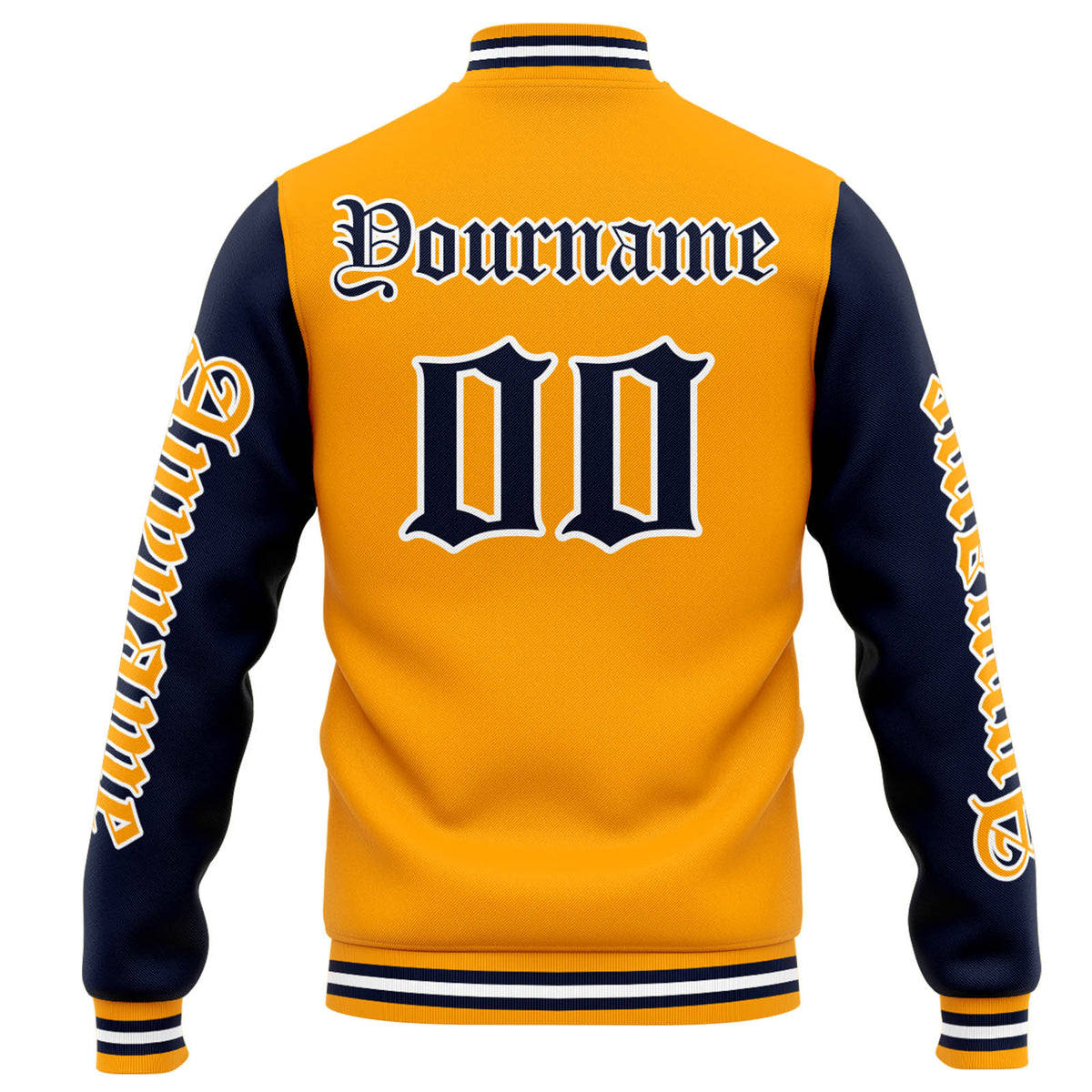 Custom Varsity Jacket Letterman jacket for Men, Women and Youth Orange Navy enthsush