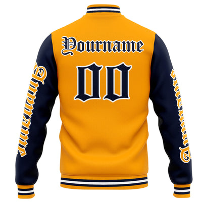 Custom Varsity Jacket Letterman jacket for Men, Women and Youth Orange Navy enthsush