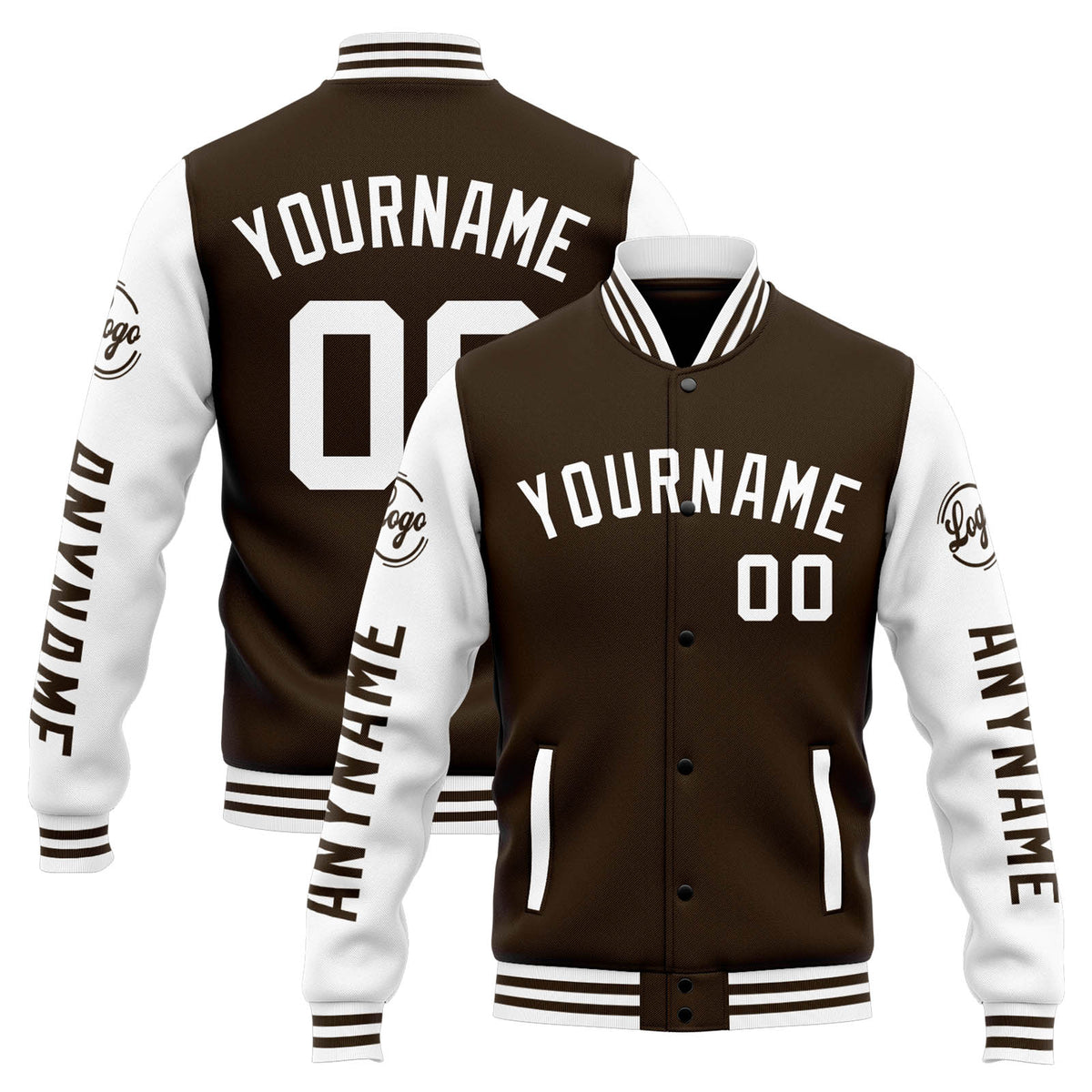 Custom Varsity Jacket Letterman jacket for Men, Women and Youth Brown White enthsush