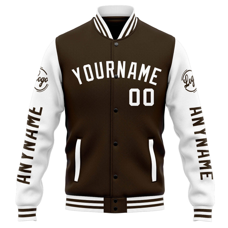 Custom Varsity Jacket Letterman jacket for Men, Women and Youth Brown White