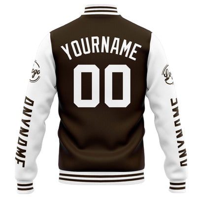 Custom Varsity Jacket Letterman jacket for Men, Women and Youth Brown White enthsush