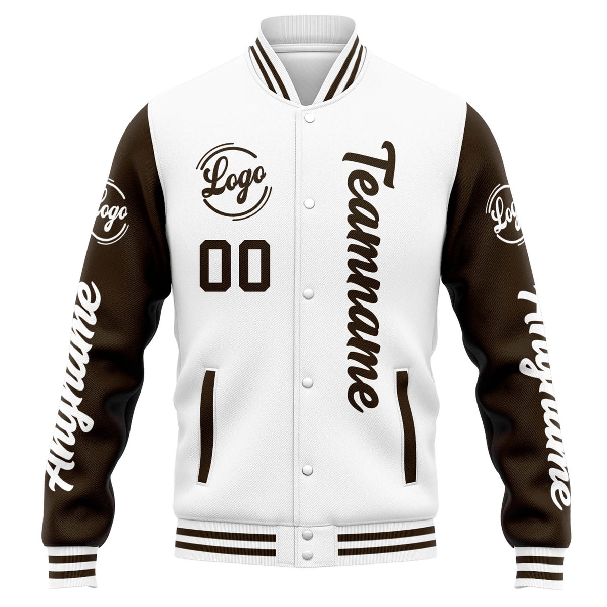 Custom Varsity Jacket Letterman jacket for Men, Women and Youth White Brown enthsush