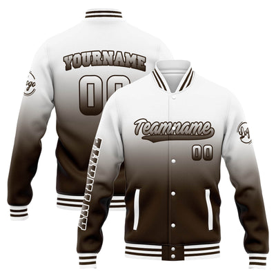 Custom Varsity Jacket Letterman jacket for Men, Women and Youth White Brown Gradient enthsush
