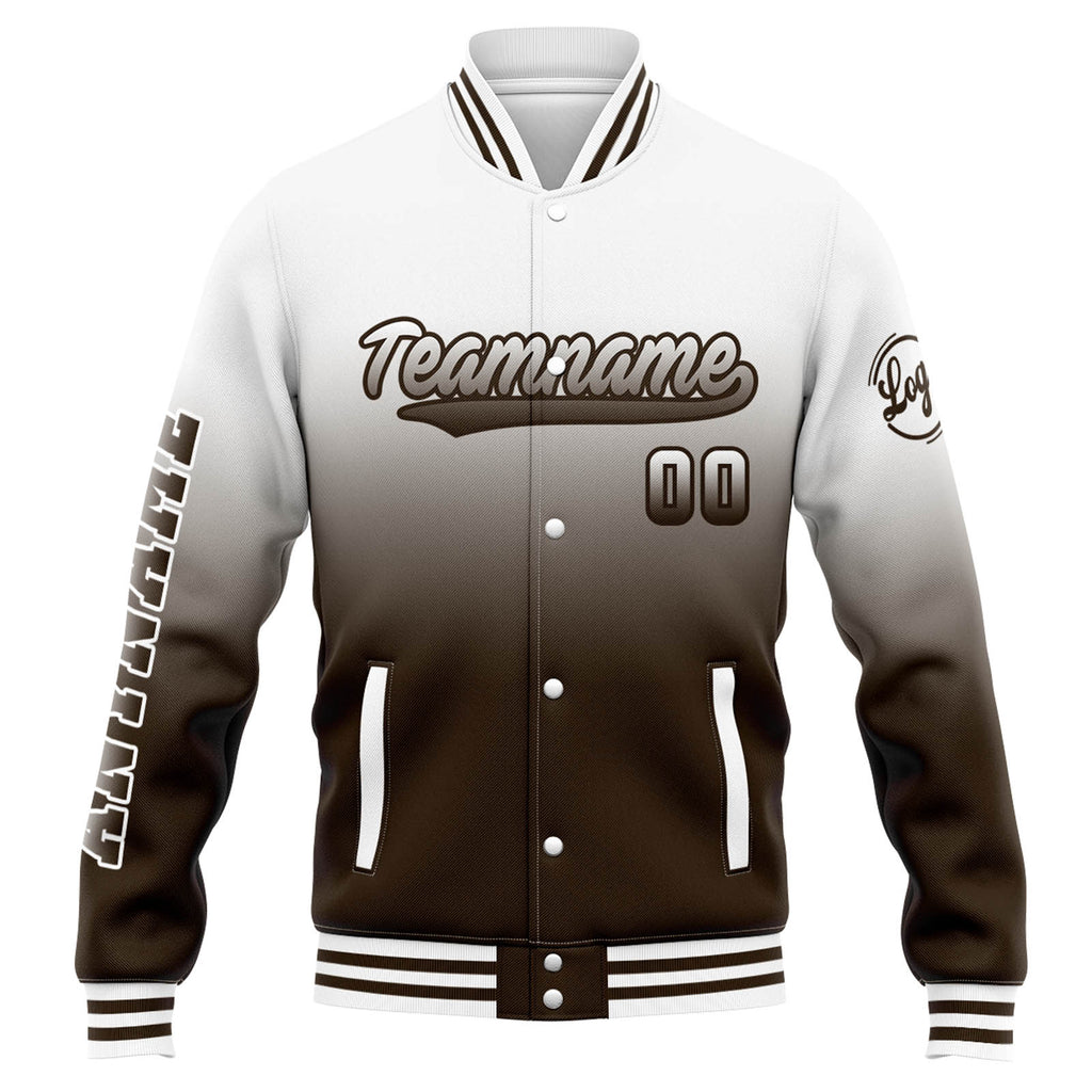 Custom Varsity Jacket Letterman jacket for Men, Women and Youth White Brown Gradient enthsush