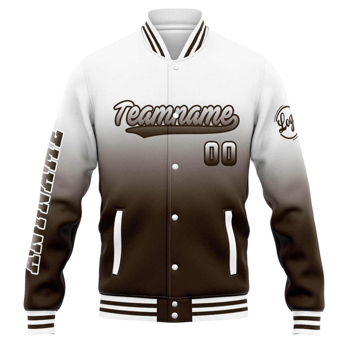 Custom Varsity Jacket Letterman jacket for Men, Women and Youth White Brown Gradient enthsush
