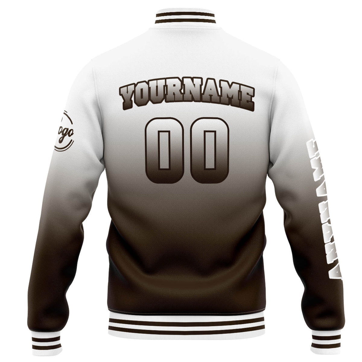 Custom Varsity Jacket Letterman jacket for Men, Women and Youth White Brown Gradient enthsush