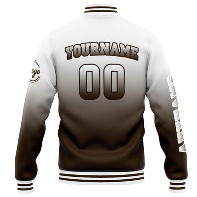 Custom Varsity Jacket Letterman jacket for Men, Women and Youth White Brown Gradient enthsush
