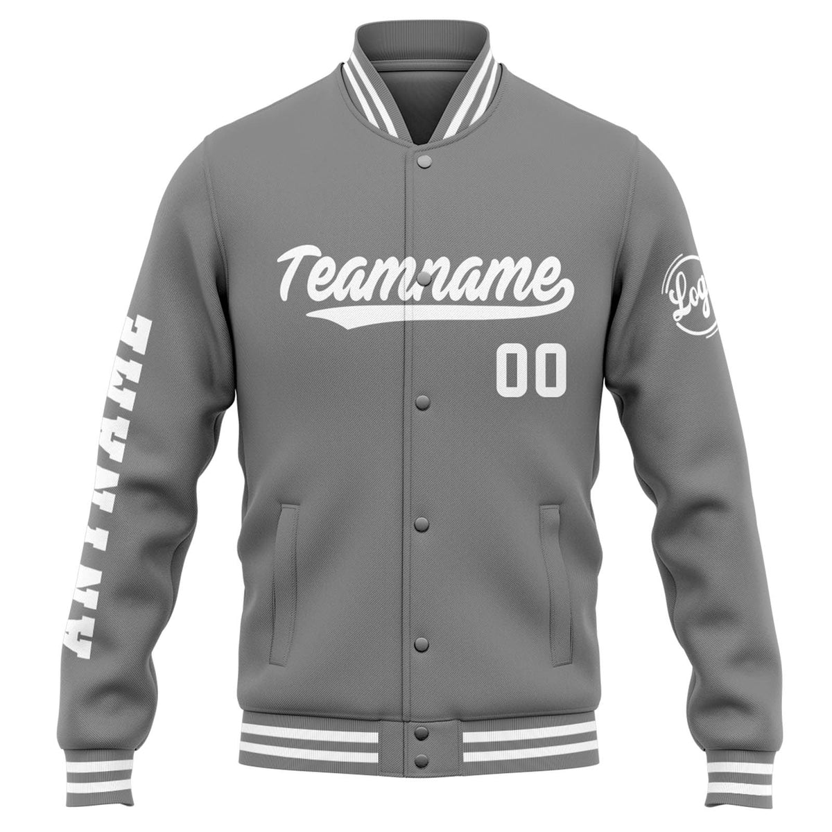 Custom Varsity Jacket Letterman jacket for Men, Women and Youth Grey White enthsush