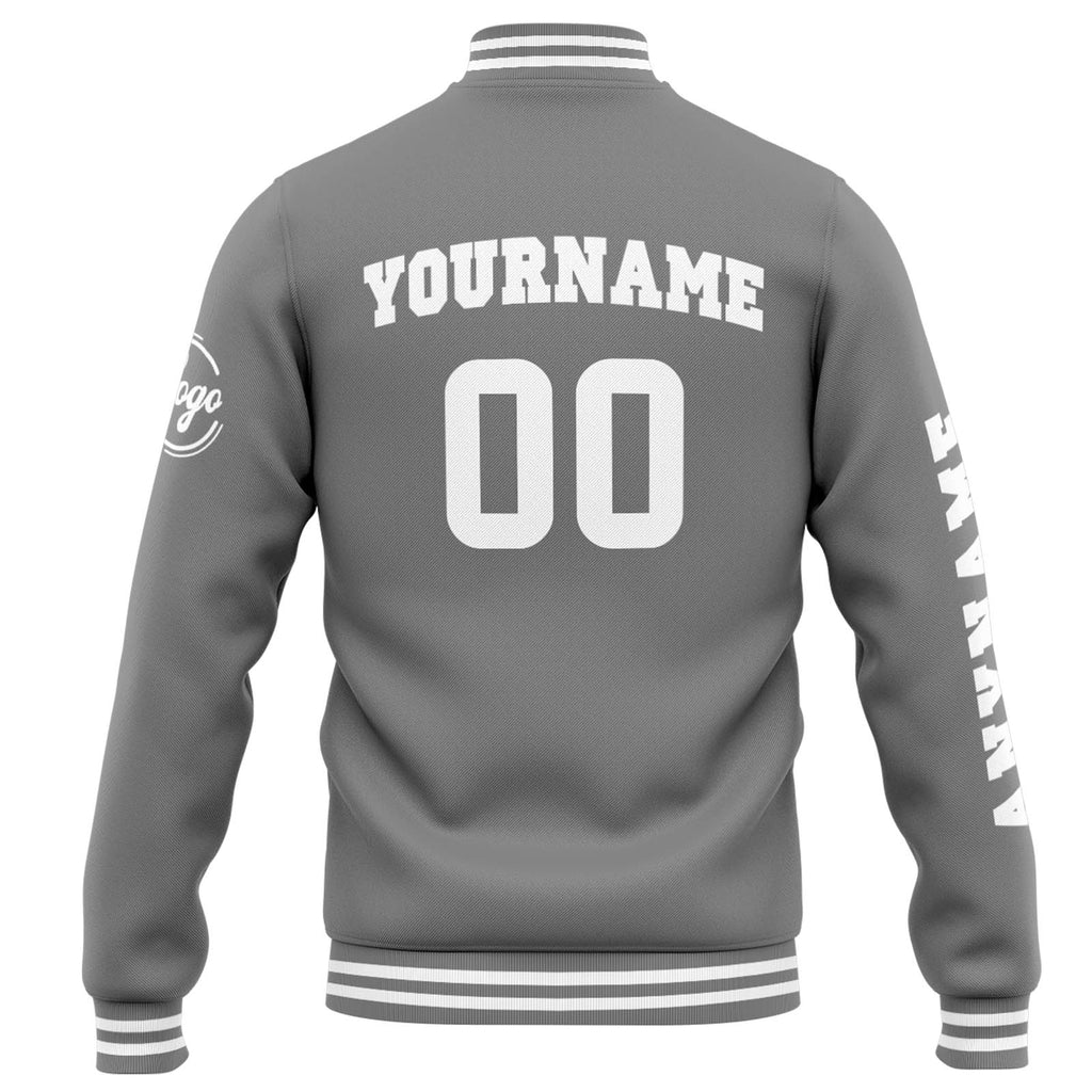 Custom Varsity Jacket Letterman jacket for Men, Women and Youth Grey White enthsush