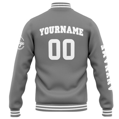 Custom Varsity Jacket Letterman jacket for Men, Women and Youth Grey White enthsush
