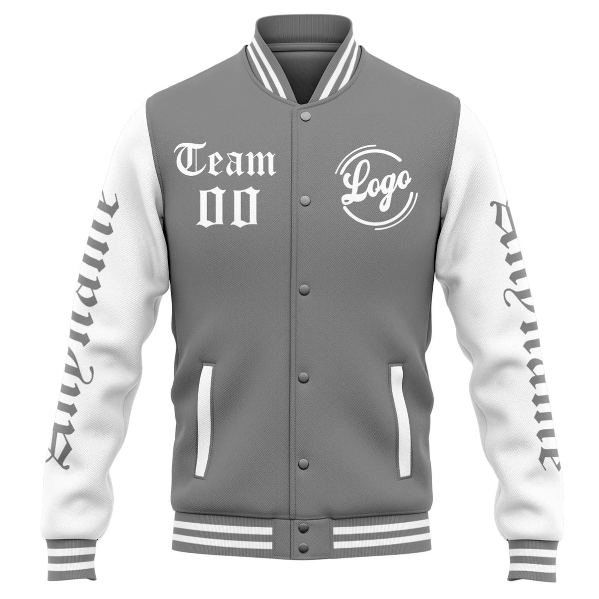 Custom Varsity Jacket Letterman jacket for Men, Women and Youth Grey White enthsush