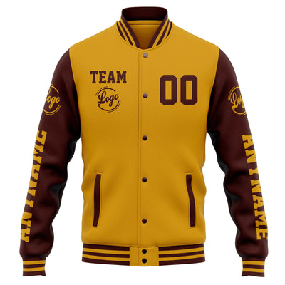 Custom Varsity Jacket Letterman jacket for Men, Women and Youth Gold Burgundy enthsush