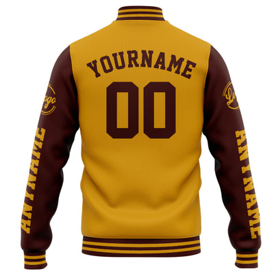 Custom Varsity Jacket Letterman jacket for Men, Women and Youth Gold Burgundy enthsush