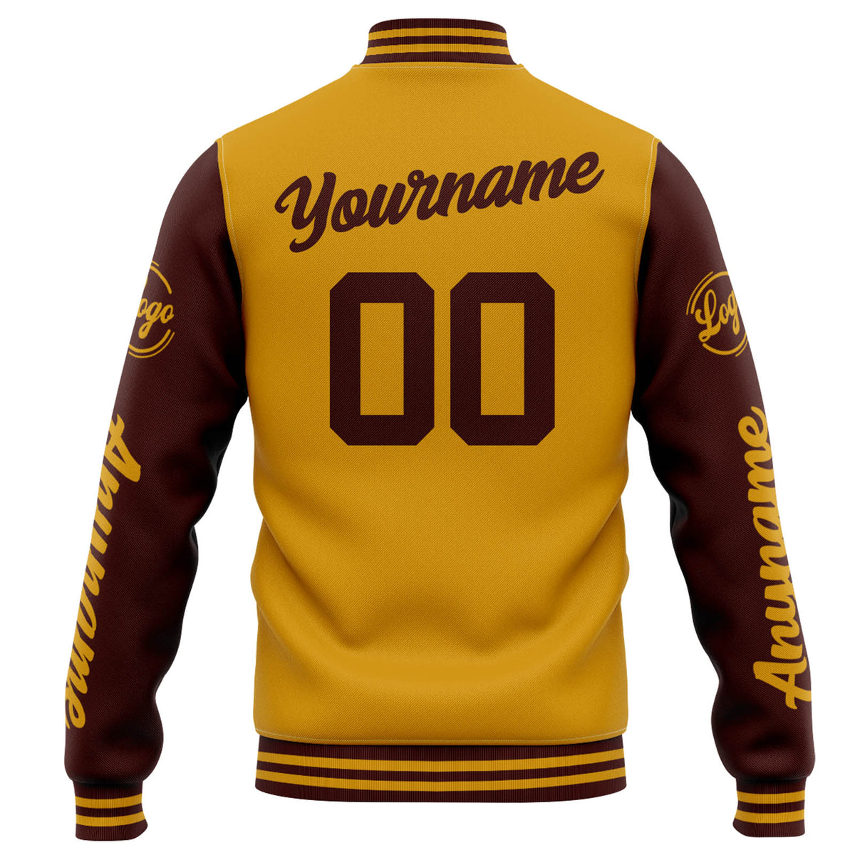 Custom Varsity Jacket Letterman jacket for Men, Women and Youth Gold Burgundy enthsush