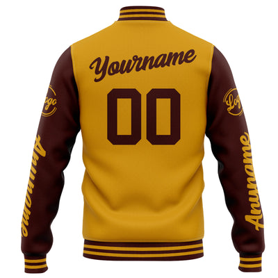 Custom Varsity Jacket Letterman jacket for Men, Women and Youth Gold Burgundy enthsush