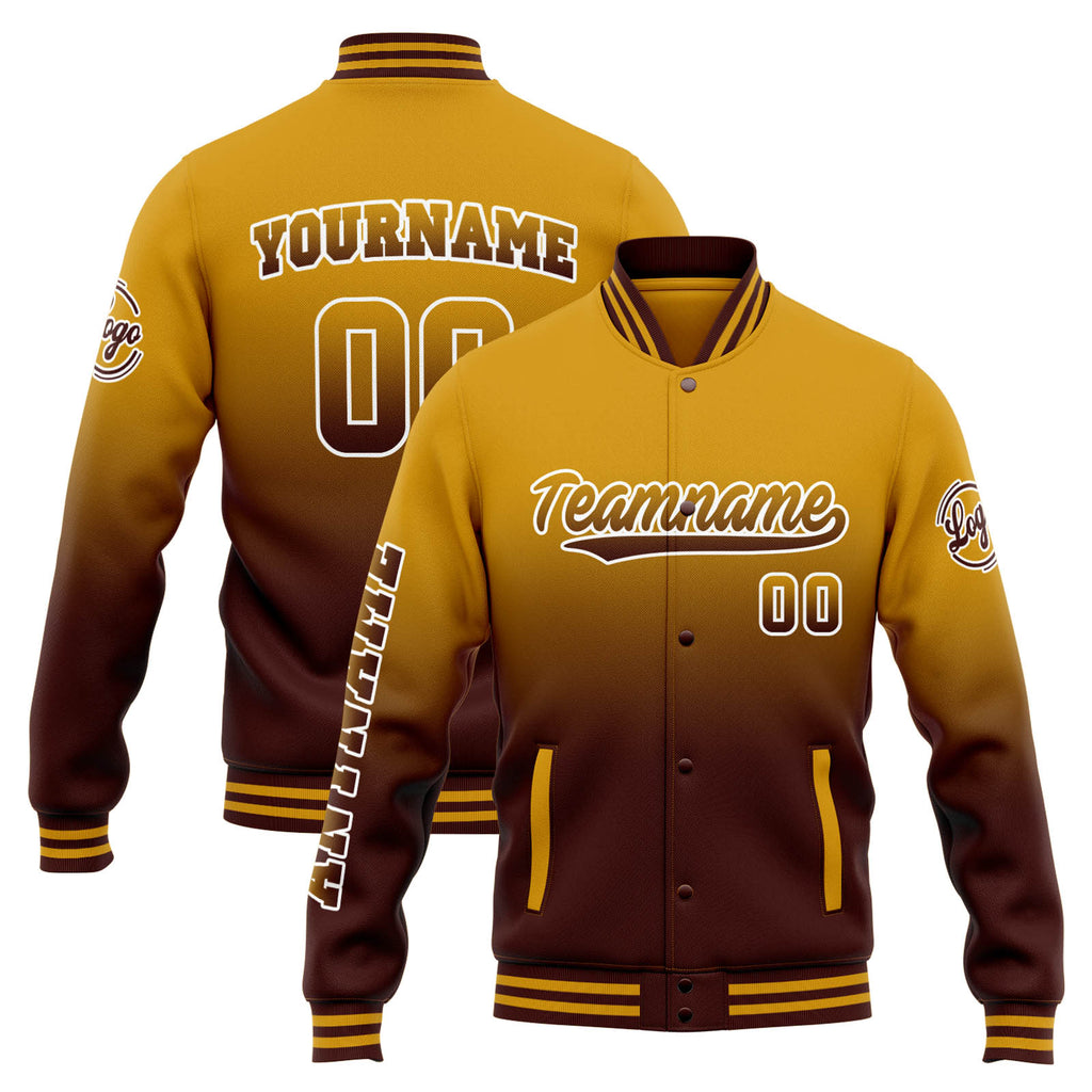 Custom Varsity Jacket Letterman jacket for Men, Women and Youth Gold Burgundy enthsush