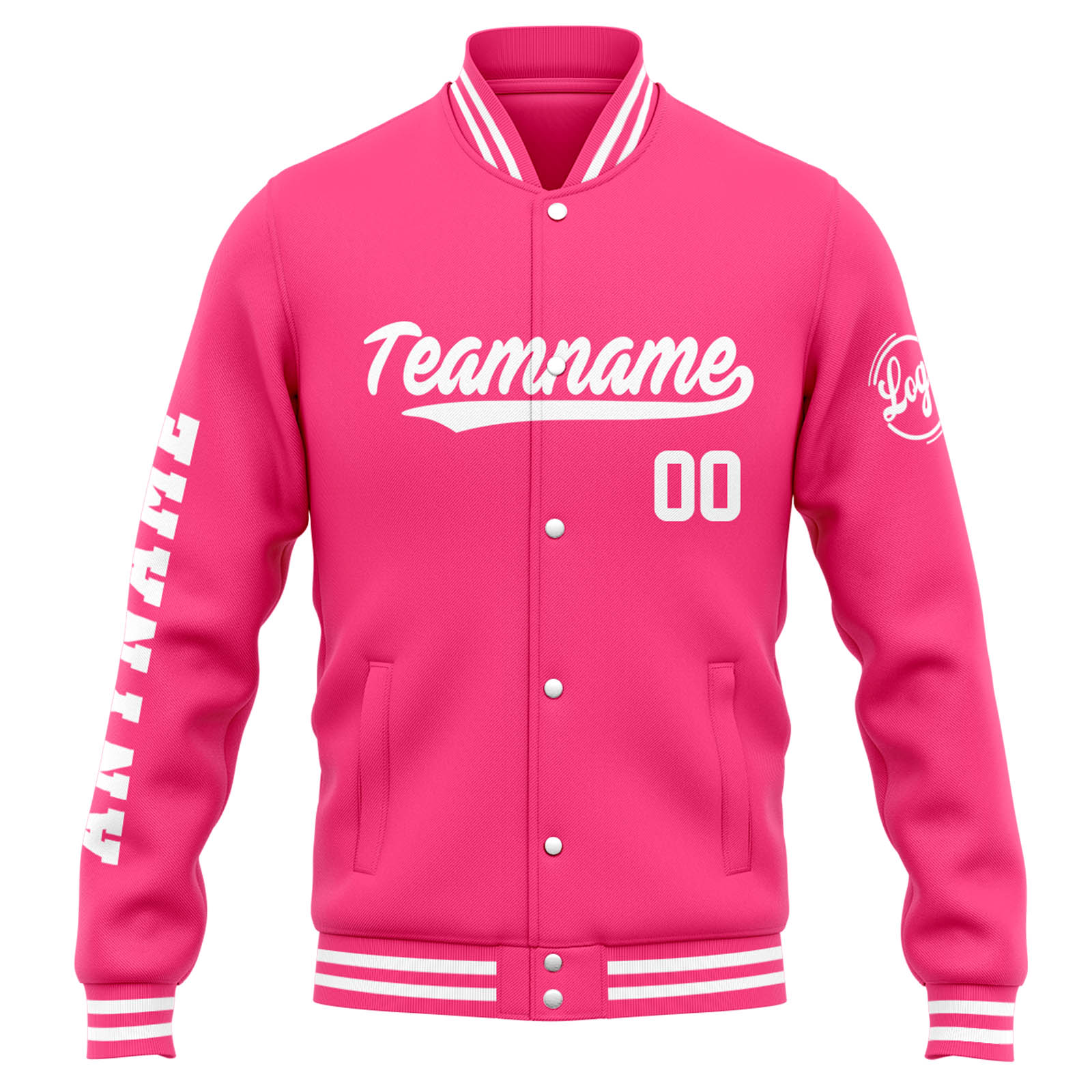 Custom Varsity Jacket Letterman jacket for Men, Women and Youth Pink White enthsush