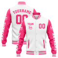 Custom Varsity Jacket Letterman jacket for Men, Women and Youth White Pink enthsush