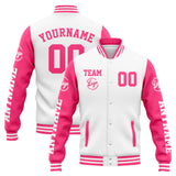 Custom Varsity Jacket Letterman jacket for Men, Women and Youth White Pink