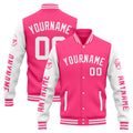 Custom Varsity Jacket Letterman jacket for Men, Women and Youth Pink White enthsush