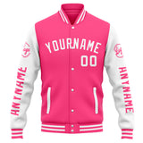 Custom Varsity Jacket Letterman jacket for Men, Women and Youth Pink White