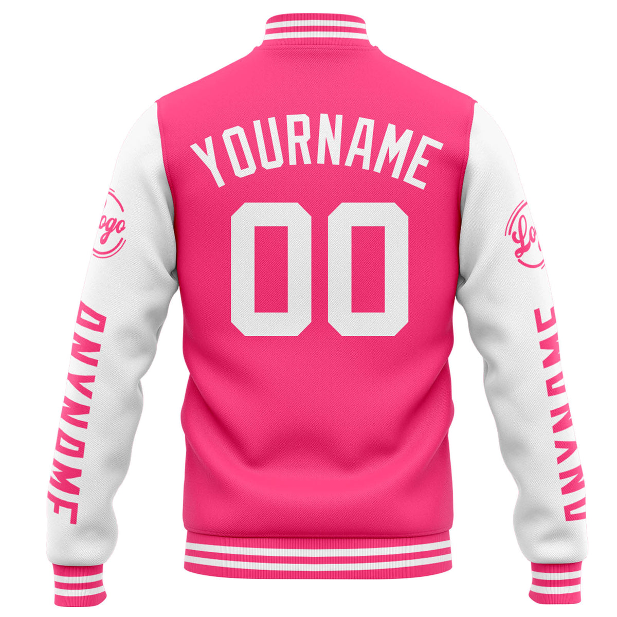 Custom Varsity Jacket Letterman jacket for Men, Women and Youth Pink White enthsush