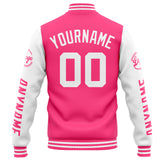 Custom Varsity Jacket Letterman jacket for Men, Women and Youth Pink White