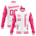 Custom Varsity Jacket Letterman jacket for Men, Women and Youth White Pink enthsush