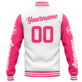 Custom Varsity Jacket Letterman jacket for Men, Women and Youth White Pink