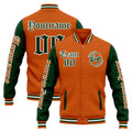 Custom Varsity Jacket Letterman jacket for Men, Women and Youth Orange Dark Green enthsush