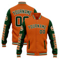 Custom Varsity Jacket Letterman jacket for Men, Women and Youth Orange Dark Green enthsush