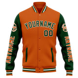 Custom Varsity Jacket Letterman jacket for Men, Women and Youth Orange Dark Green