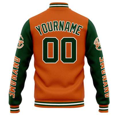 Custom Varsity Jacket Letterman jacket for Men, Women and Youth Orange Dark Green enthsush