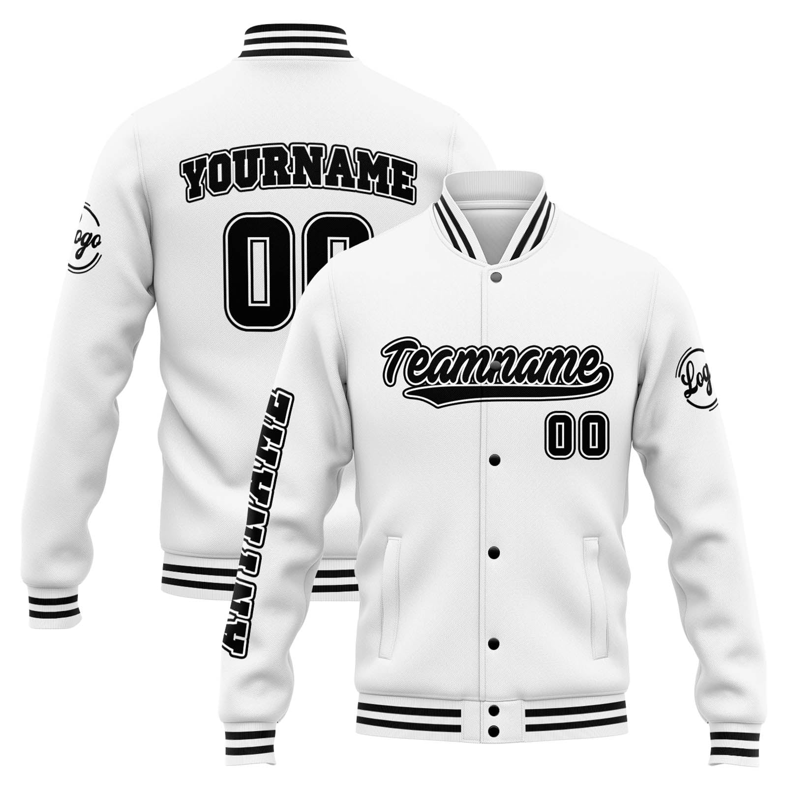 Custom Varsity Jacket Letterman jacket for Men, Women and Youth White Black enthsush