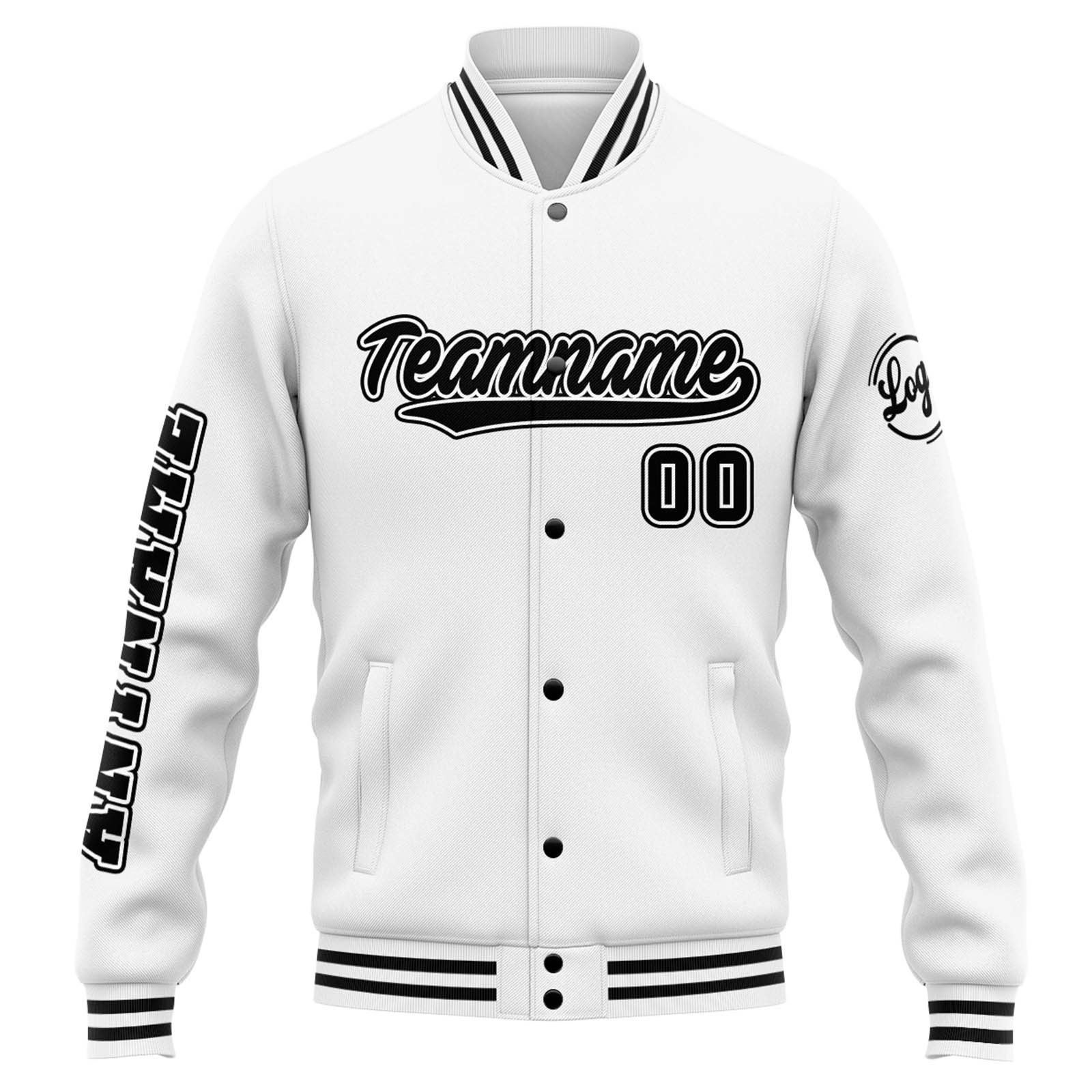 Custom Varsity Jacket Letterman jacket for Men, Women and Youth White Black enthsush