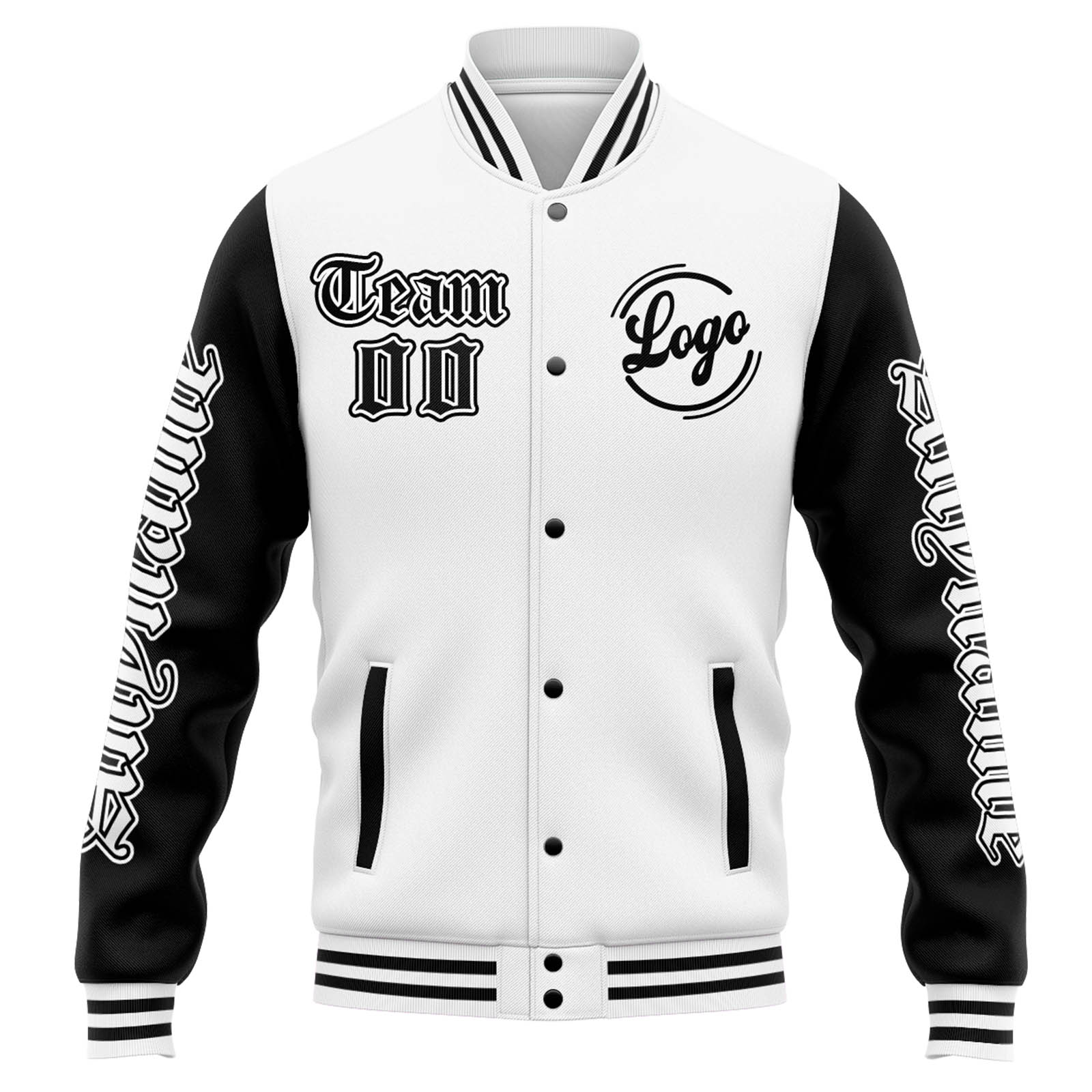 Custom Varsity Jacket Letterman jacket for Men, Women and Youth White Black enthsush