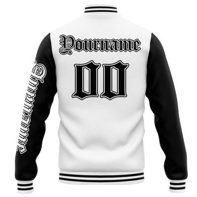 Custom Varsity Jacket Letterman jacket for Men, Women and Youth White Black enthsush