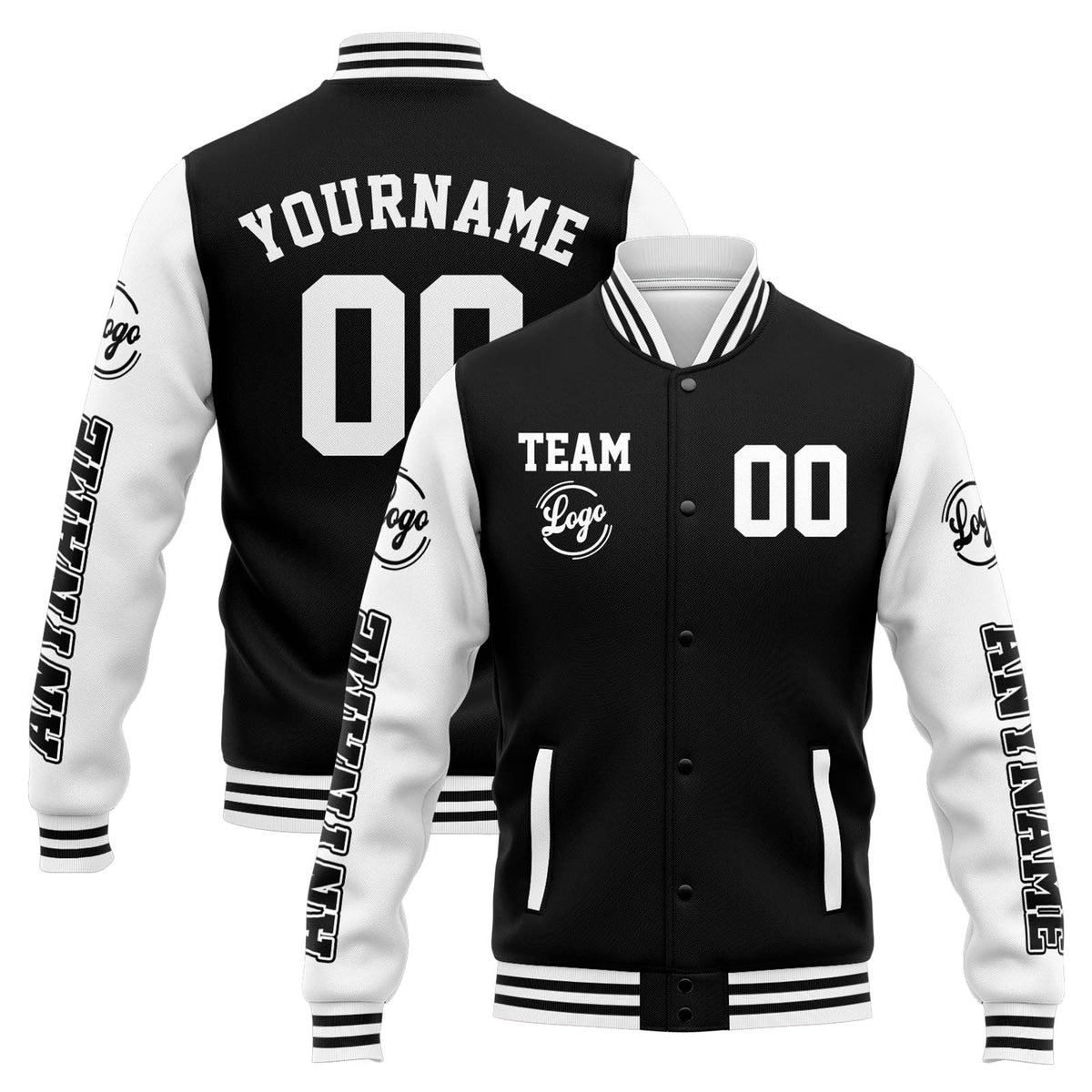 Custom Varsity Jacket Letterman jacket for Men, Women and Youth Black White enthsush