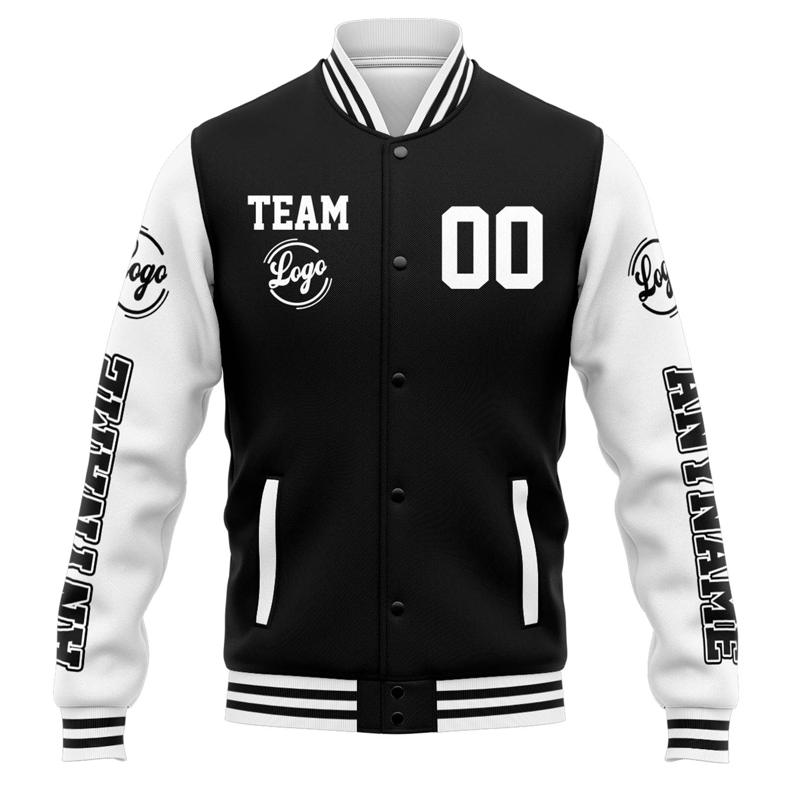 Custom Varsity Jacket Letterman jacket for Men, Women and Youth Black White enthsush