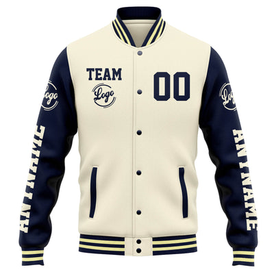 Custom Varsity Jacket Letterman jacket for Men, Women and Youth Cream Navy enthsush