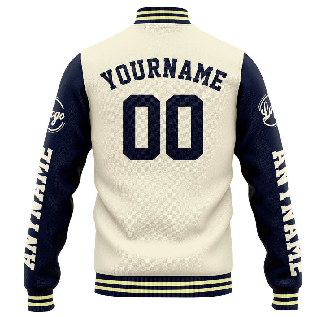 Custom Varsity Jacket Letterman jacket for Men, Women and Youth Cream Navy enthsush