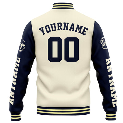 Custom Varsity Jacket Letterman jacket for Men, Women and Youth Cream Navy enthsush