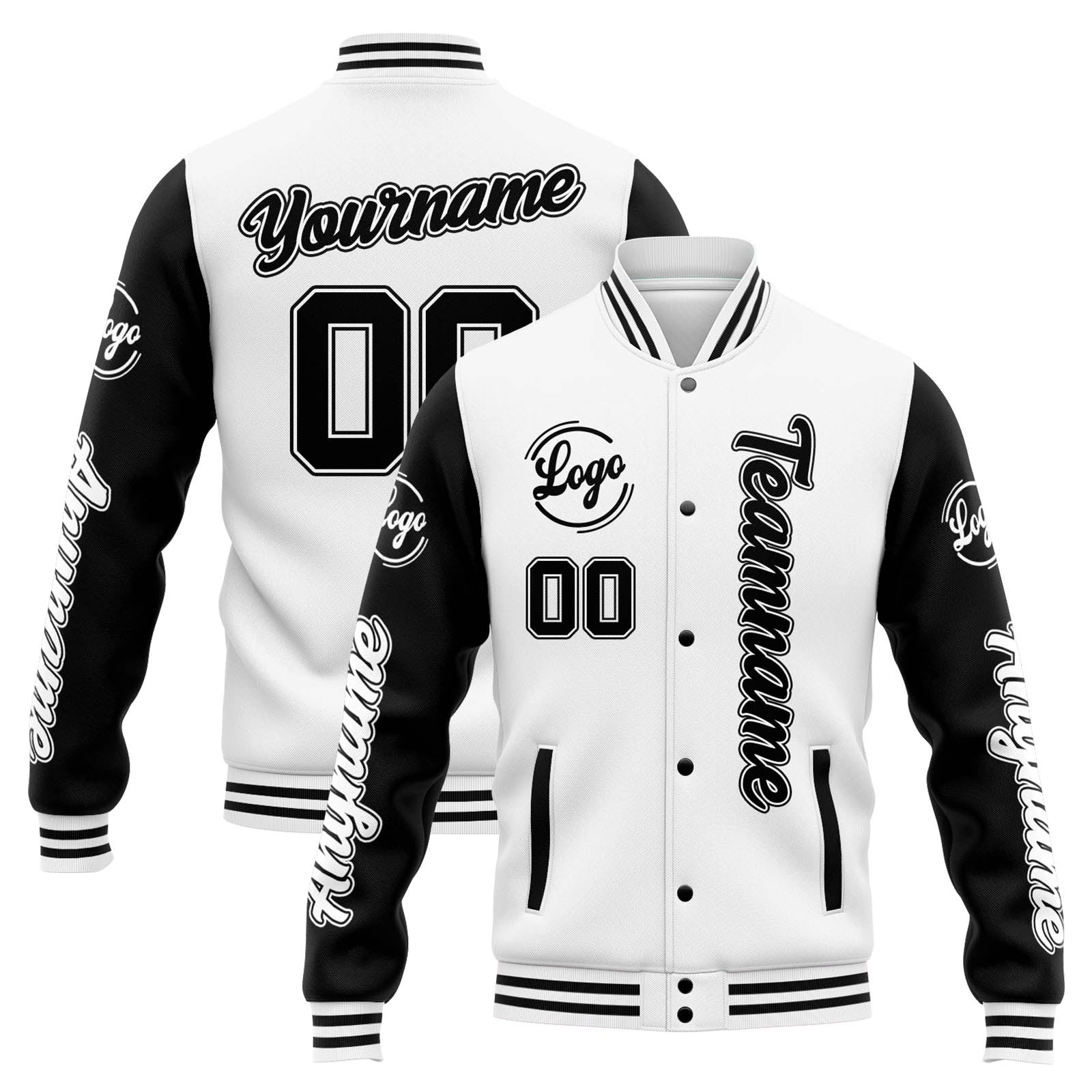 Custom Varsity Jacket Letterman jacket for Men, Women and Youth White Black enthsush