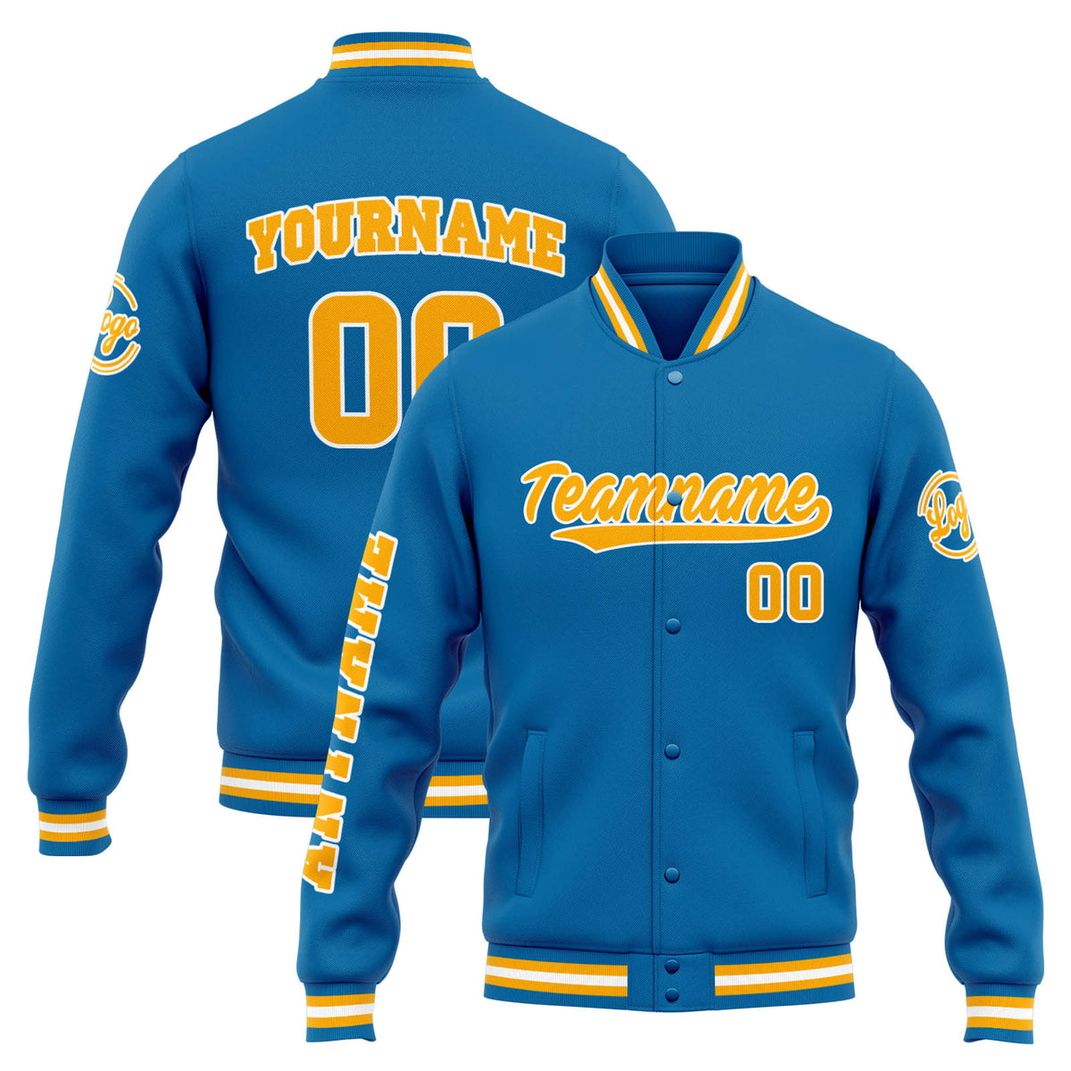 Custom Varsity Jacket Letterman jacket for Men, Women and Youth Blue Orange enthsush