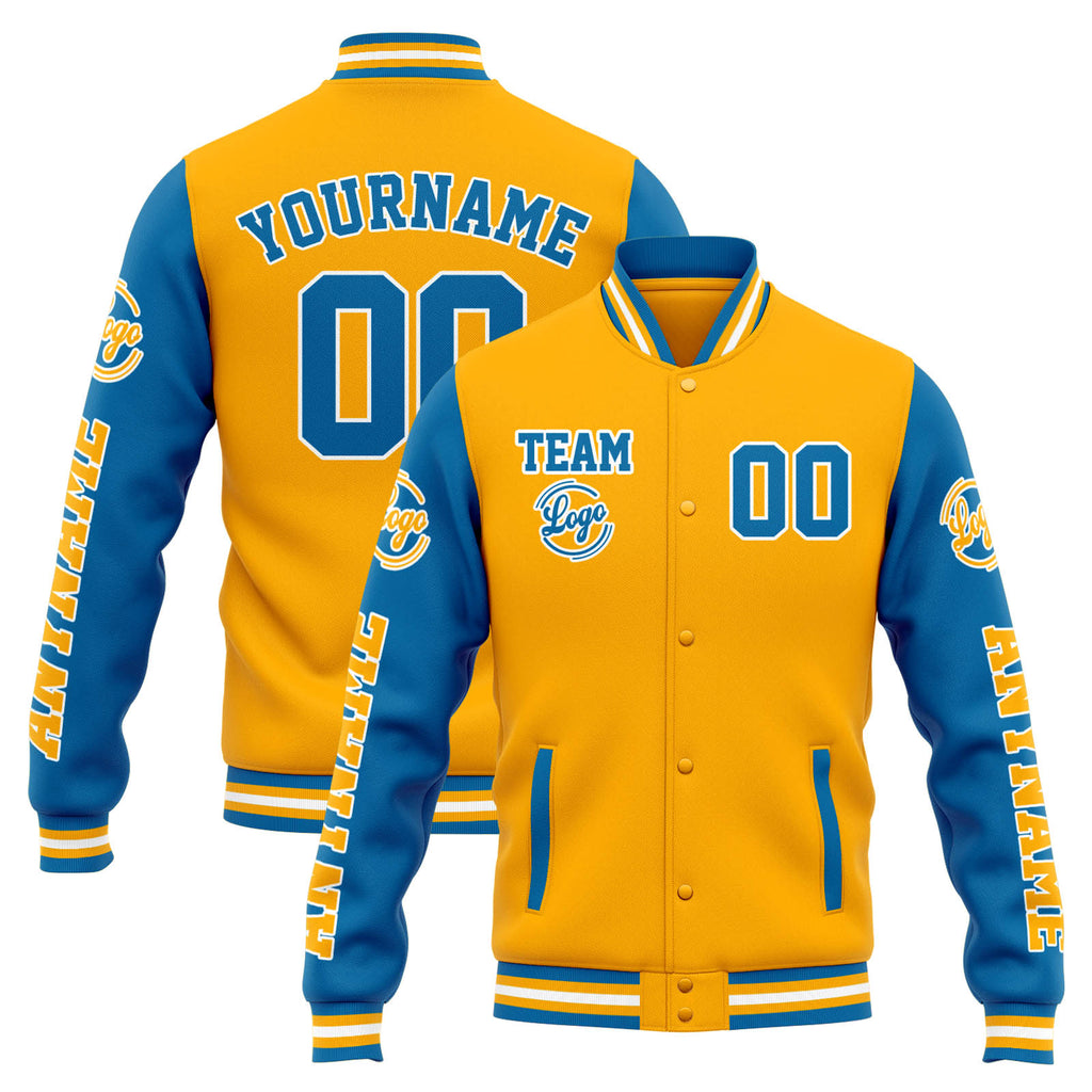 Custom Varsity Jacket Letterman jacket for Men, Women and Youth Orange Blue enthsush