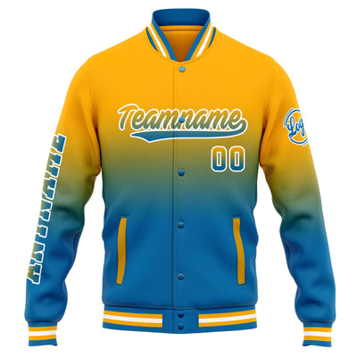 Custom Varsity Jacket Letterman jacket for Men, Women and Youth Orange Blue Gradient enthsush
