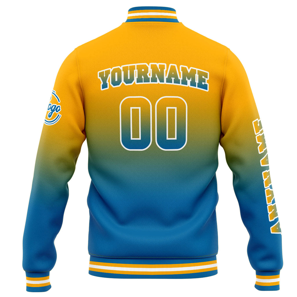 Custom Varsity Jacket Letterman jacket for Men, Women and Youth Orange Blue Gradient enthsush