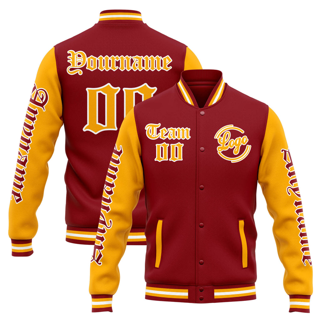 Custom Varsity Jacket Letterman jacket for Men, Women and Youth Red Orange enthsush